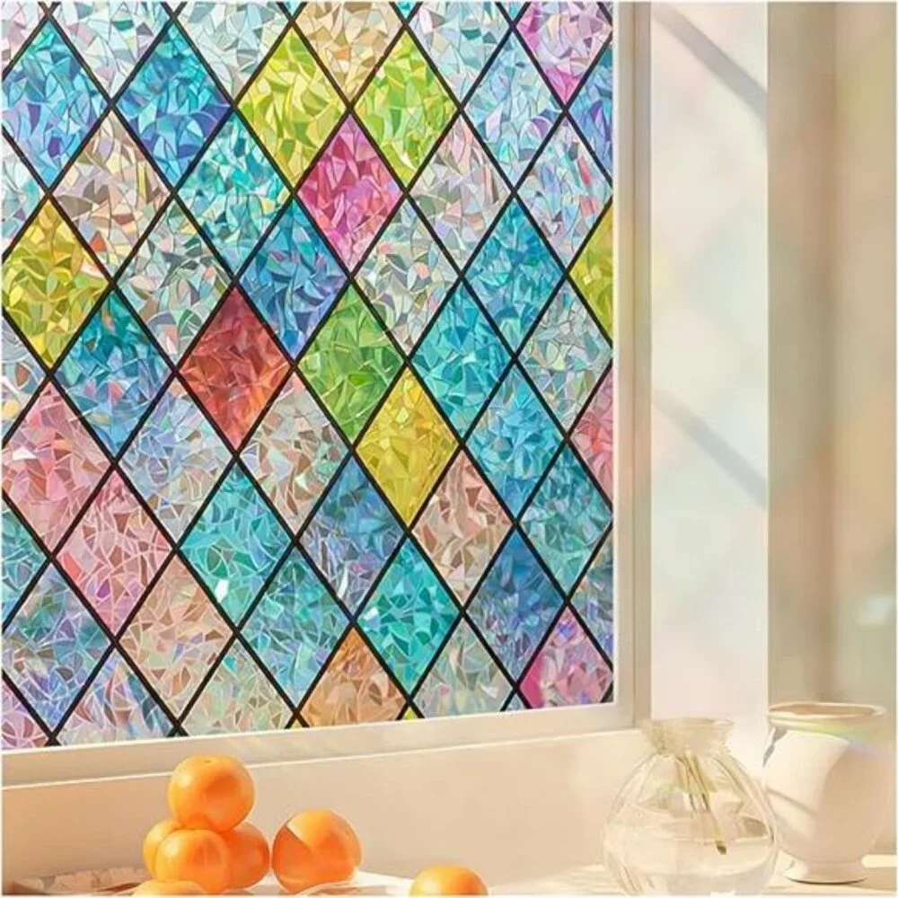 Window Privacy Film Stained Glass, Lattice, 17.7 x 78.7 inches